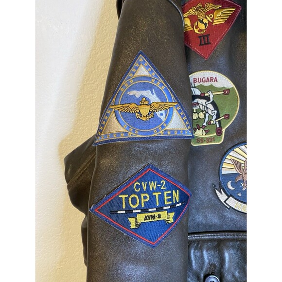 COCKPIT USA NAVY G-1 LEATHER JACKET BROWN MADE IN USA SIZE 3XL - Picture 3 of 11